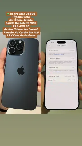 iPhone 16 Pro Max 256GB ( Saúde Da Bateria 92% ) Usado