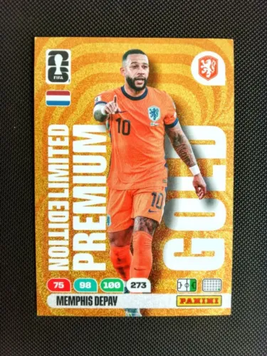 memphis depay gold premium limited edition carta adrenalyn card camisa holanda nike legend