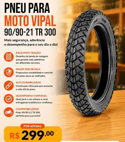 Pneu novo para moto, Vipal.