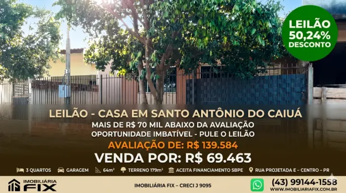 ? Pule o leilão: Imóvel de 3 quartos no Centro pela metade do preço avaliado!