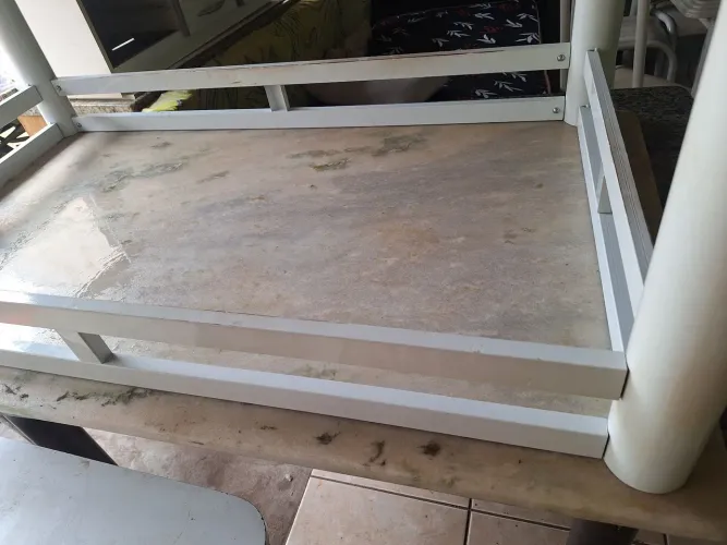 Mesa seis cadeiras pedra granito branco