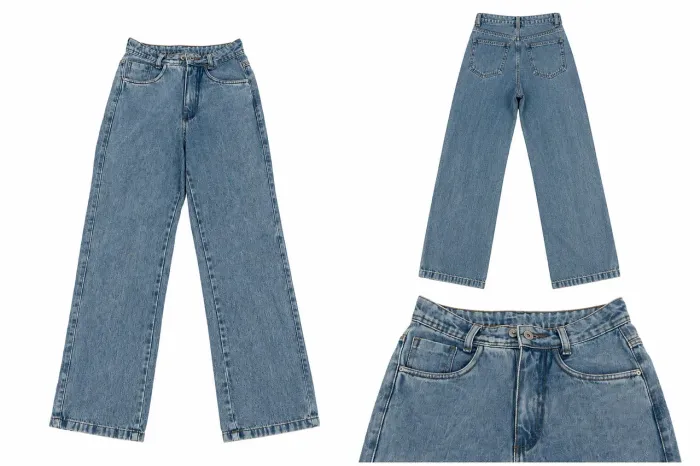 Calça Jeans Wide Leg Pantalona Feminina 