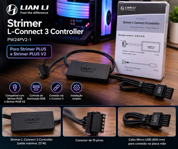 Controladora Lian Li Strimer L-Connect 3 RGB - LACRADO