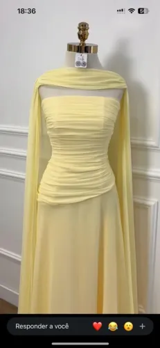 Vestido festa amarelo manteiga