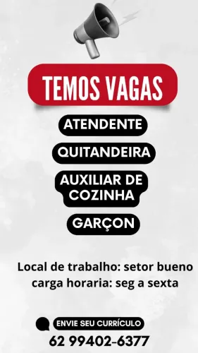 vagas para restaurante e lanchonete