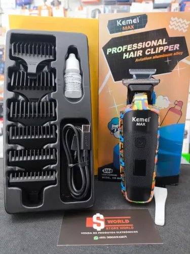 Máquina de Acabamento Kemei Profissional sem Fio - Loja Store World 
