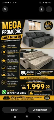 SOFÁ DIRETO DA DISTRIBUIDORA R$:1999
