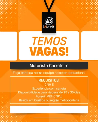 Motorista Carreteiro com Experiência