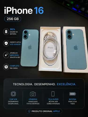 Iphone 16 256 Gb Anatel - Garantia Apple - Completo na Caixa