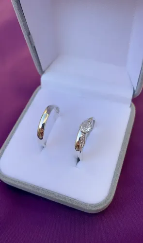 ALIANÇAS + SOLITÁRIO PRATA 925