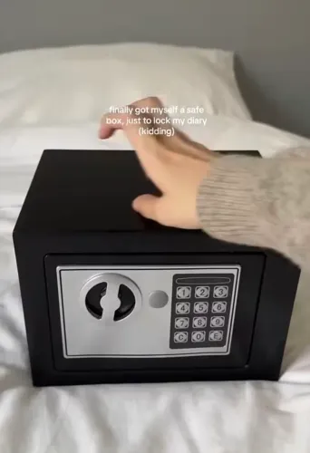 Mini Cofre Digital com Senha Eletrônica - Guarda Dinheiro Joias e Documentos - Safe Box