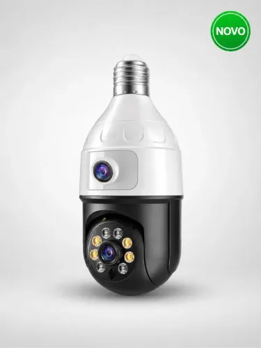 Câmera Wi-Fi de Bocal Jortan Dual Lente PTZ Visão Noturna IP44 Nova