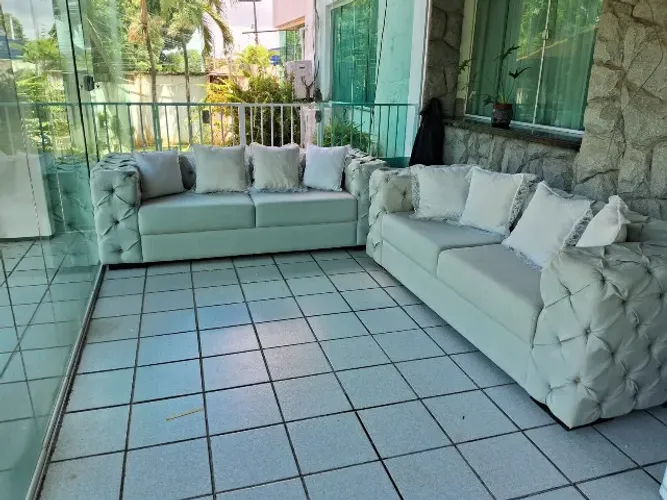 CONJUNTO SOFÁ CAPITONÊ LINHO (03 + 02 LUGARES)
