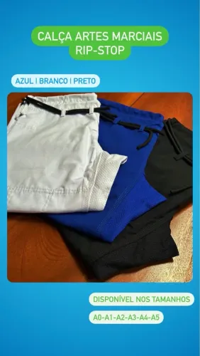Calça Artes Marciais Rip Stop - Azul, Branco e Preto (jiu-Jitsu, judô, karatê, capoeira)