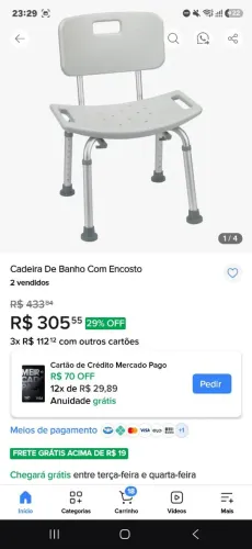 Cadeira para banho idoso