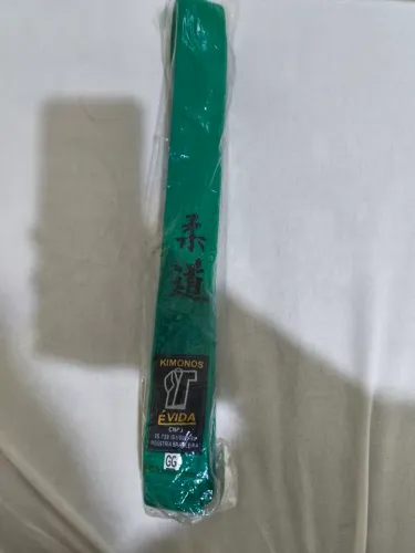 Faixa Judô Verde É Vida com Escrita Judô em Japonês Lacrada