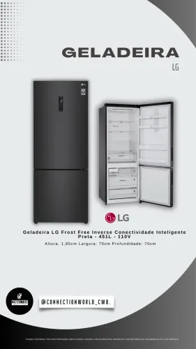Geladeira LG Frost Free Inverse Conectividade Inteligente Preta - 451L
