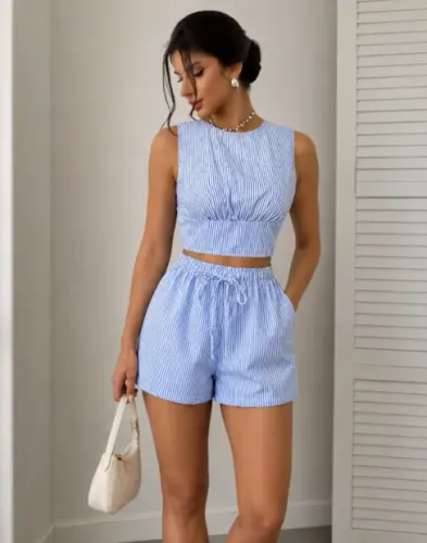 Conjuntinho azul celeste roupa feminina