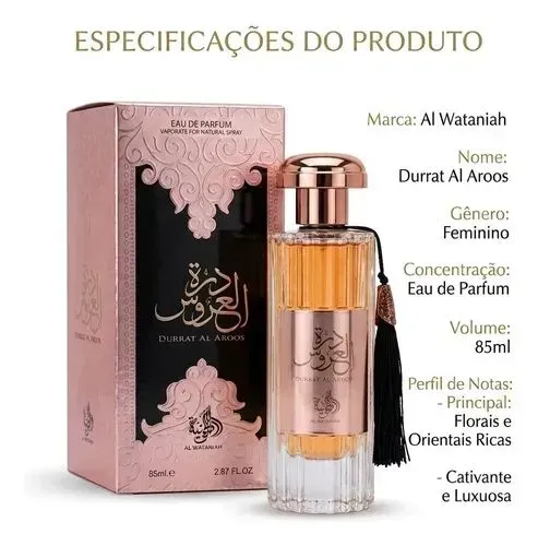 Perfume Árabe Durrat Al Aroos Al Wataniah, Feminino, 85ml