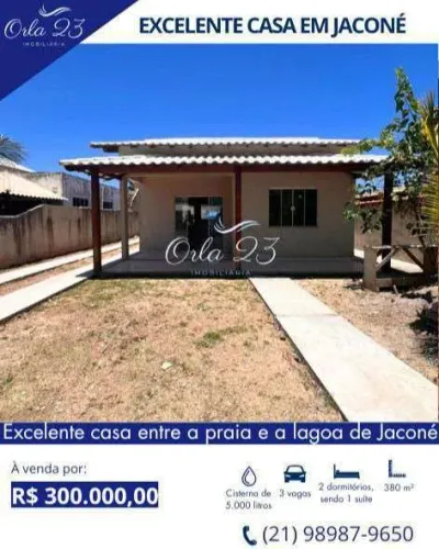 JACONÉ, ORLA 23 IMOBILIÁRIA VENDE! Excelente casa entre a praia e a lagoa em Jaconé.
