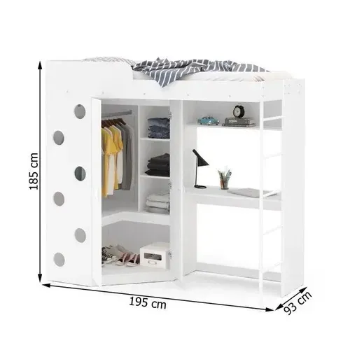 Guarda roupa com cama e mesa de estudo
