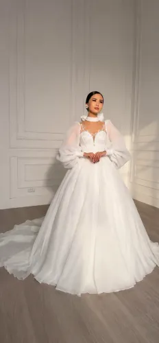 Vestido de noiva minimalista romântico com manga longa, para casamento, tamanho 38 ao 48