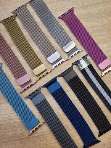 Pulseiras aço Milanesa para Apple Watch de 38 a 49 ultra 