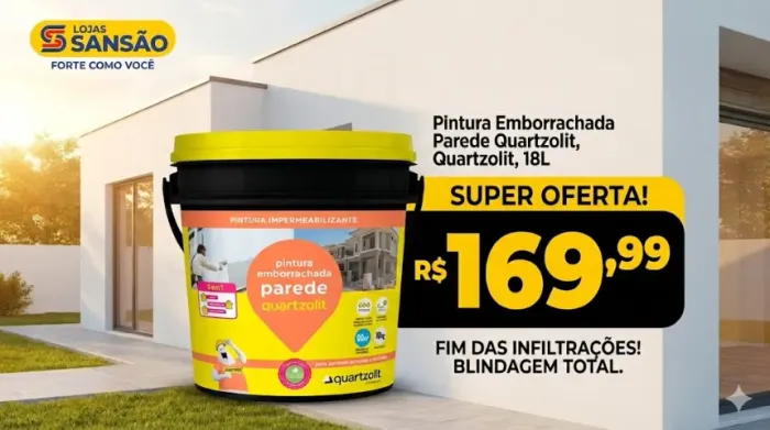 Pintura Emborrachada Impermeabilizante Quartzolit Parede 18 K G Fachadas Branco Brilhante