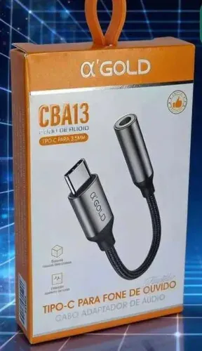 Cabo Adaptador de áudio para Fone de Ouvido Tipo C o'Gold CBA-13