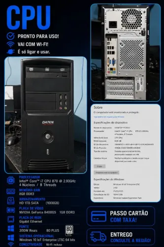 CPU i7 870 com placa de vídeo