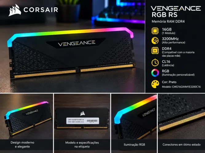 Memória RAM Corsair Vengeance RGB RS 16GB DDR4 3200MHz