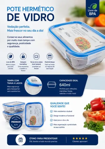 POTE HERMÉTICO DE VIDRO 640ML