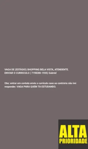 VAGA PARA QUEM ESTAR ESTUDANDO