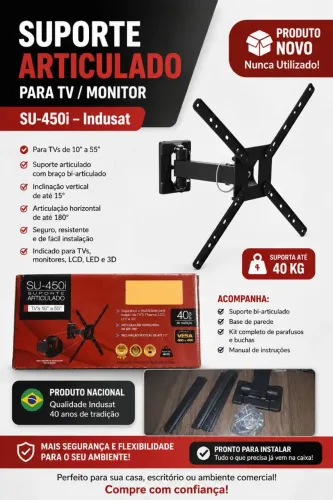 Suporte Articulado para TV 10" a 55" Indusat SU-450i