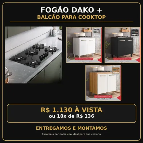 FOGÃO COOKTOP COM BALCÃO