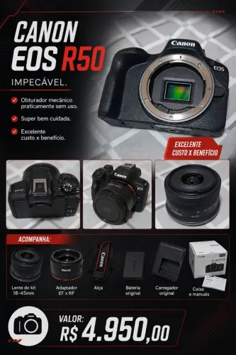 Câmera Canon EOS R50 - IMPECÁVEL 