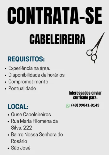 Salão Ouse Contrata Cabeleireira