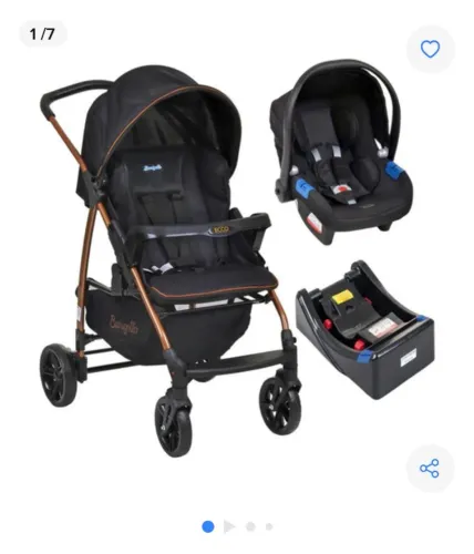 Carrinho, bebê conforto e base