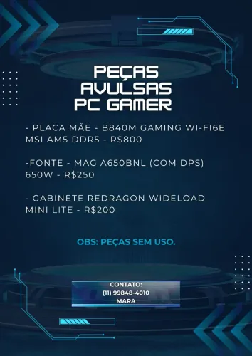 Peças PC novas sem uso