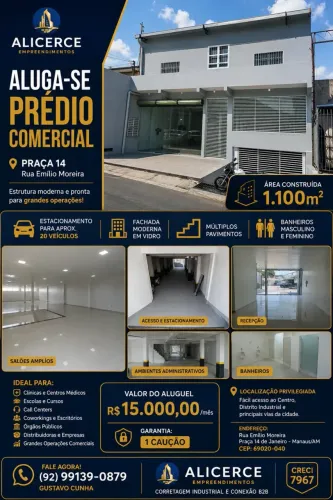 ALUGO PRÉDIO COM 1.000 M2 NA EMILIO MOREIRA PRAÇA 14