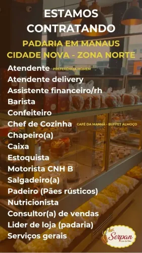 Vaga para padaria em Manaus