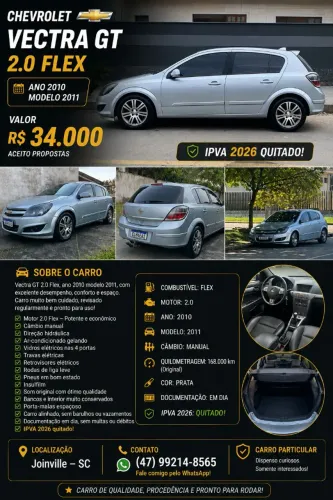 Chevrolet Vectra GT 2.0 MPFI 8V Flexpower Mec. 2011