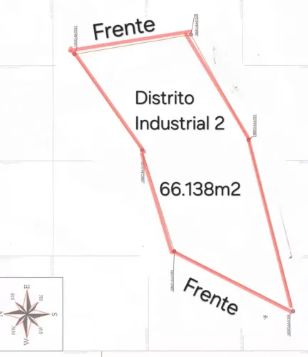 Terrano no Distrito Industrial 2 com 66.000m2, plano. 2 frentes. Nivel 5
