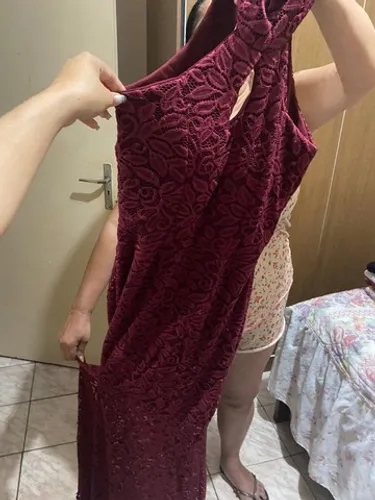 Vestido Longo Rendado Marsala