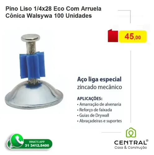 Pino Liso1/4 X 28 C/ Arruela Conica C/ 100