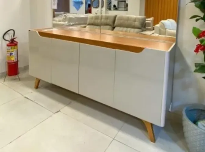 Buffet Aparador 4 Portas Gold Pérola/Mel 1,80 cm PRONTA ENTREGA 