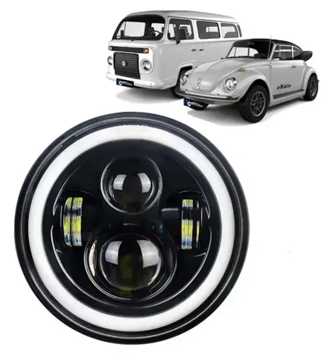 Farol de Led Redondo 7 Polegadas Angel Eyes Drl Função Seta 