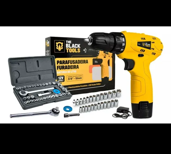 PROMOÇÃO - Parafusadeira Bivolt + kit Soquetes e Catraca 1/4 - Pronta Entrega
