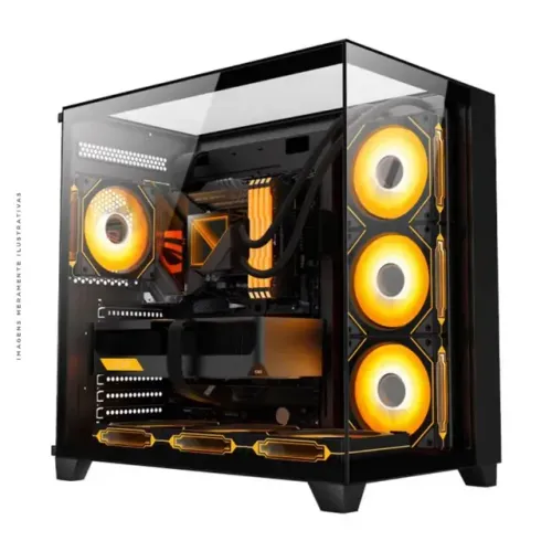 Gabinete Gamer K-Mex Tiger Shark CG-04J1, ATX, Mid Tower, Vidro Temperado, S/Fonte e Fan