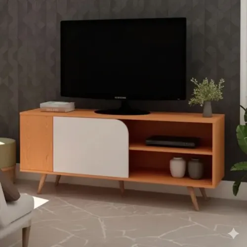 Bancada Rack lotus até 50 polegadas Cinamomo/Off White